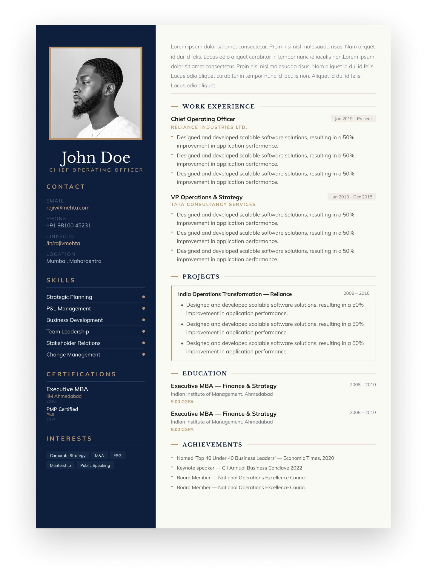 Professional resume template - Premium - General Two Column