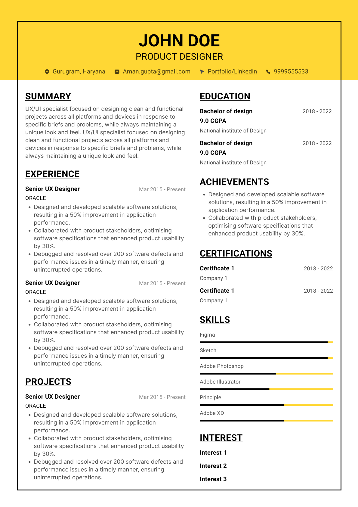 Creative resume template - Bold - General Two Column