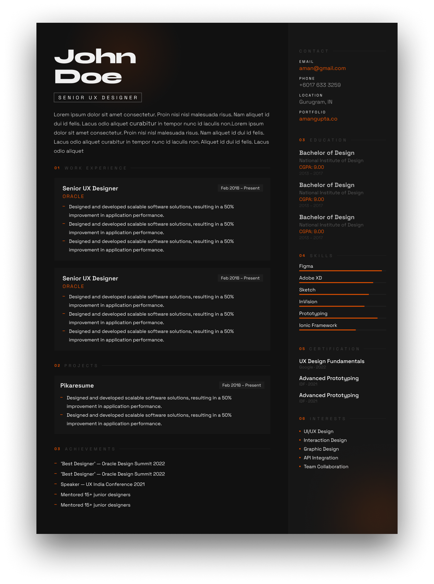 Creative resume template - Impact - General Two Column