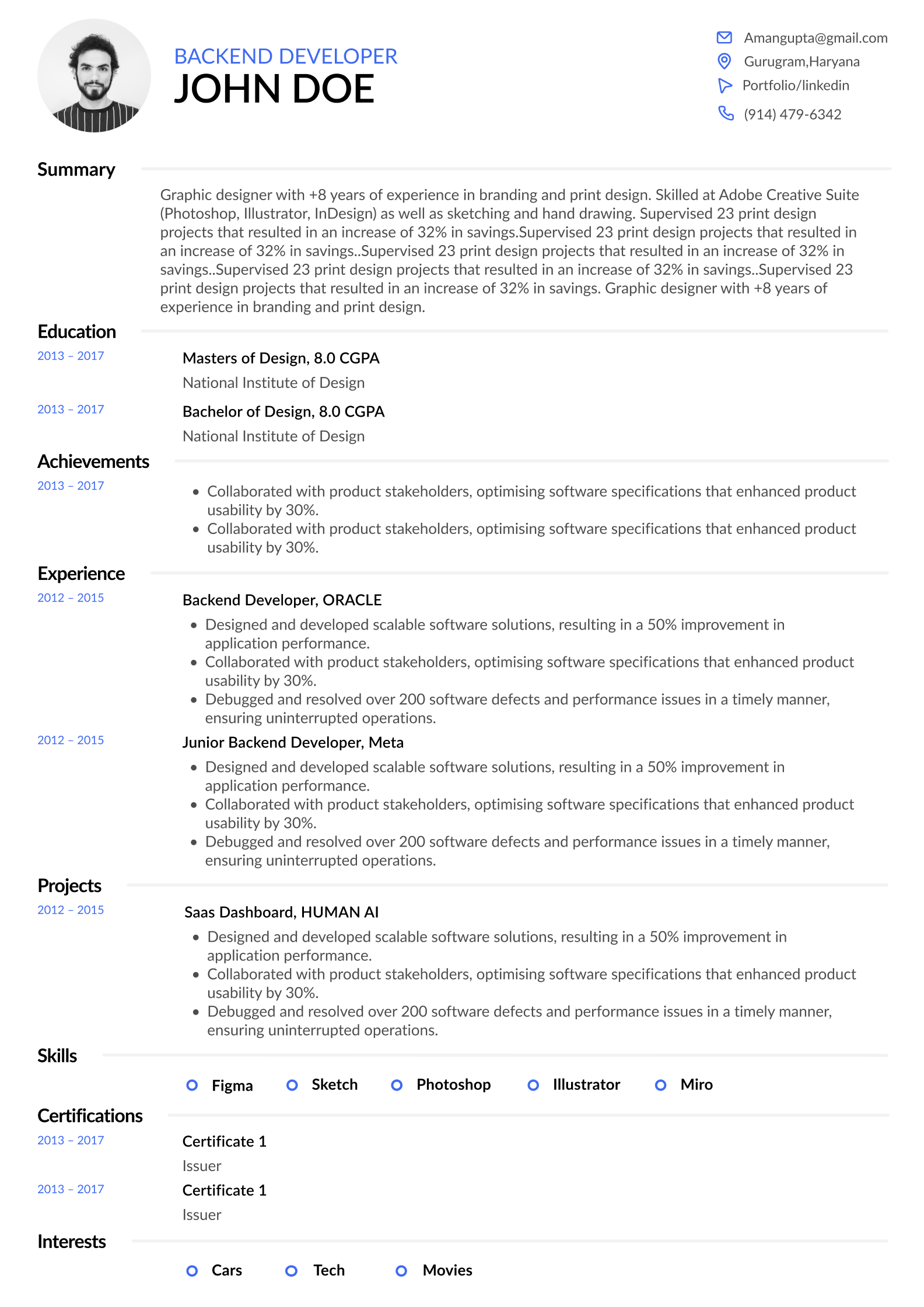 Contemporary resume template