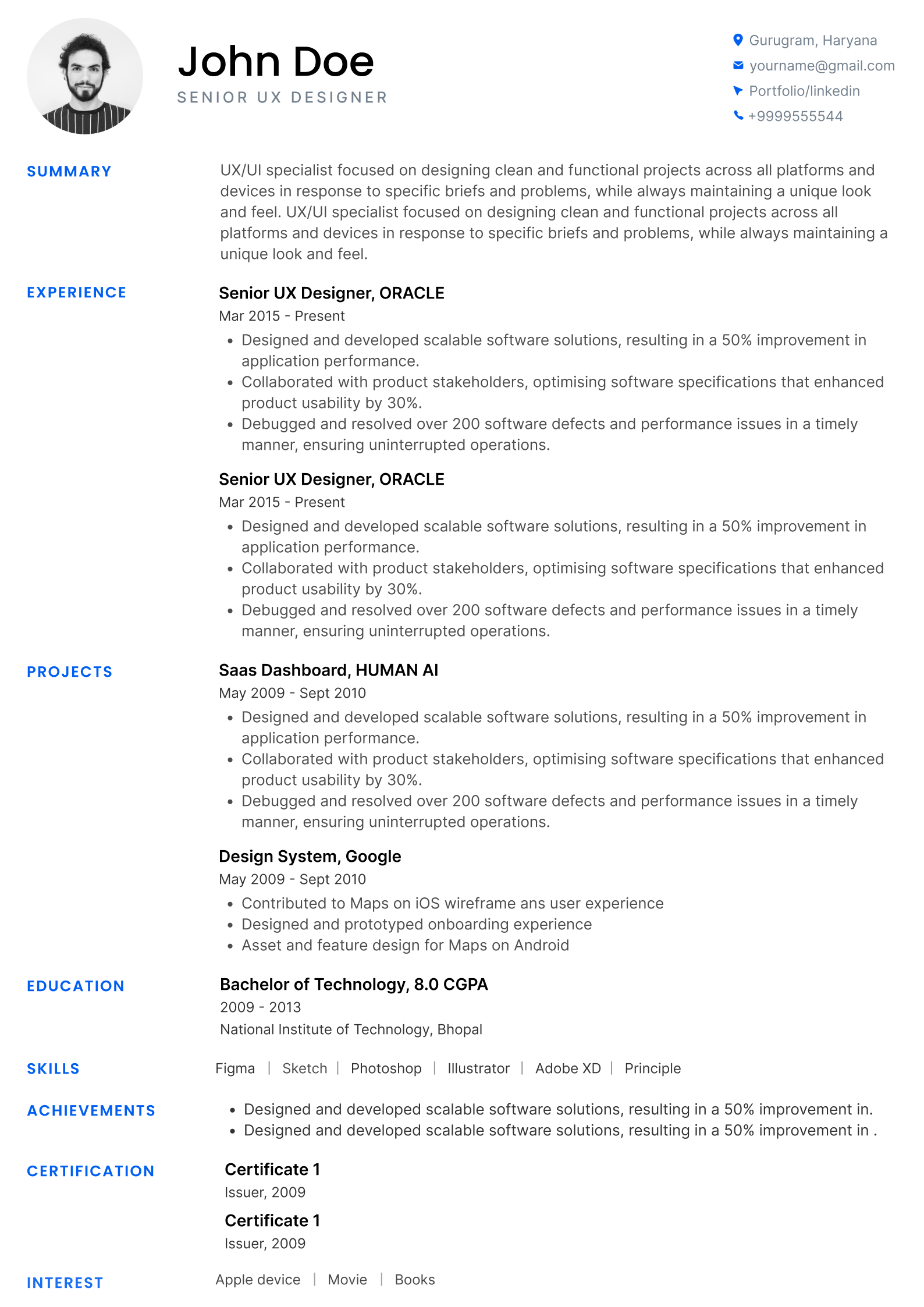 Contemporary resume template