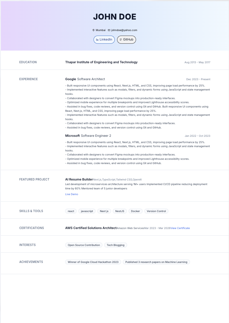 Creative resume template - Lush - Creative Single Column