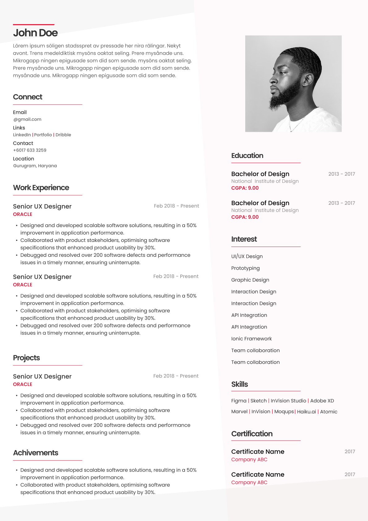 Simple resume template - Simple - General Two Column