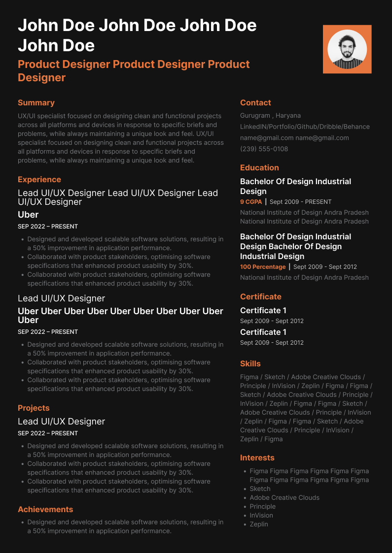 Creative resume template - Contrast - General Two Column