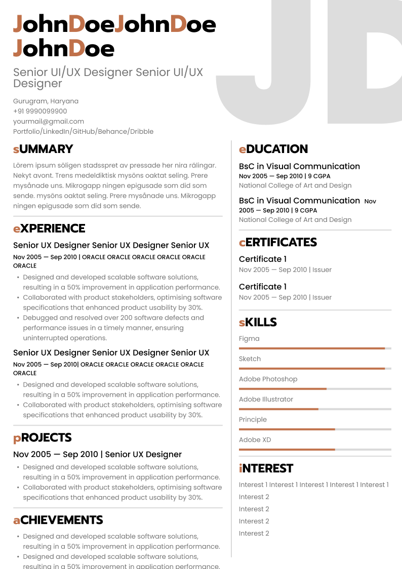 Creative resume template - Graphic - General Two Column