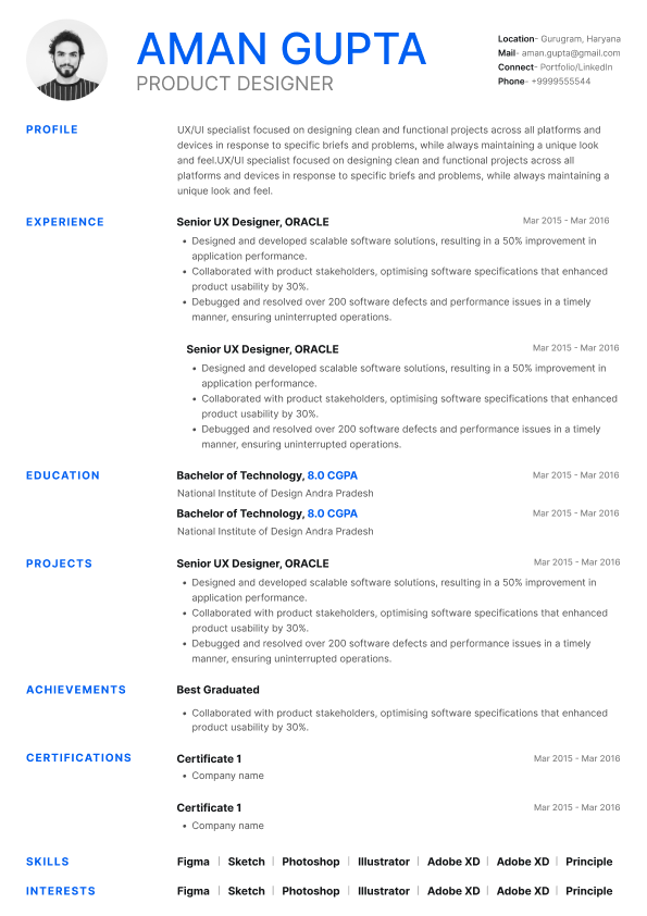 Contemporary resume template