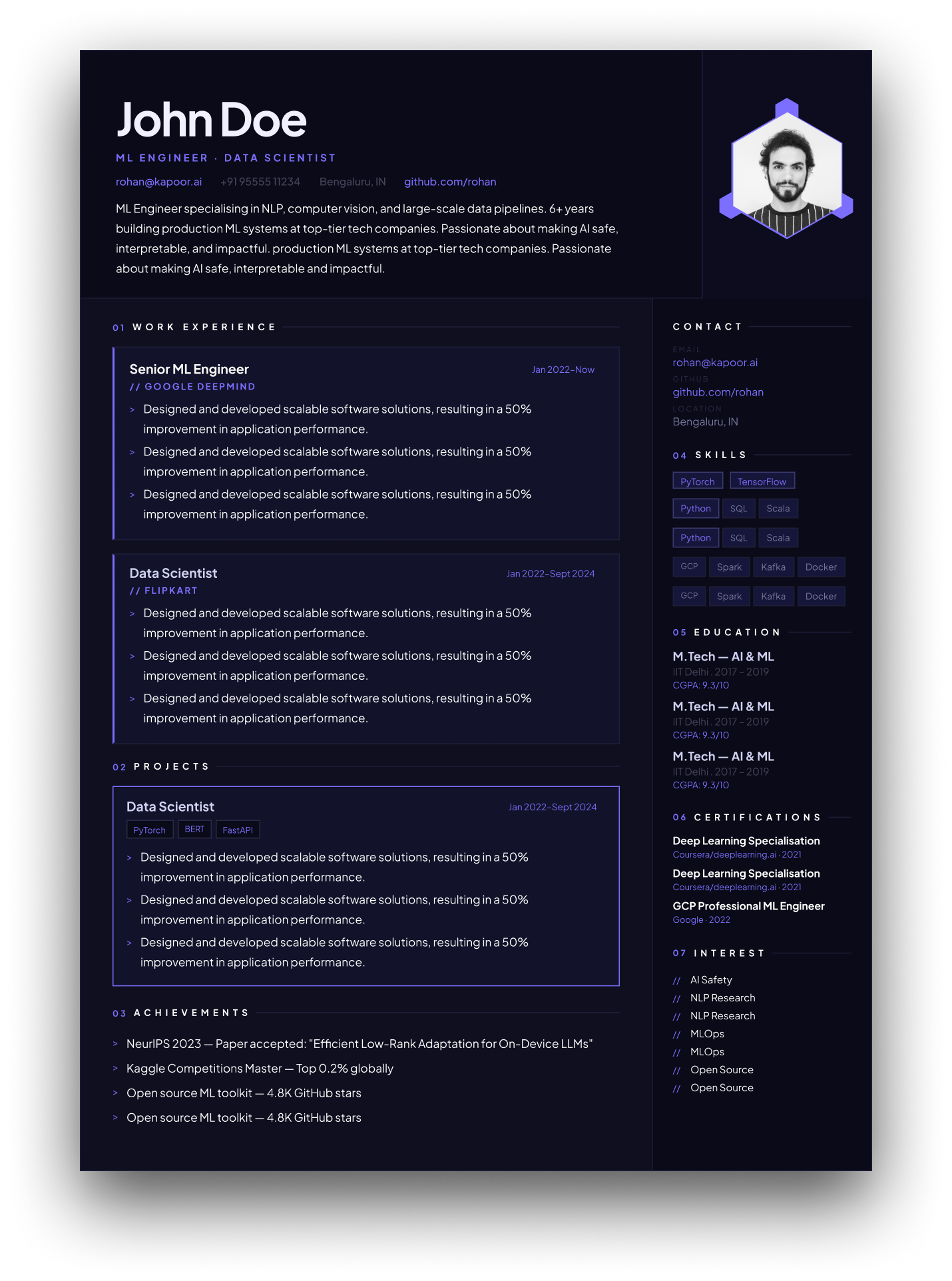 Simple resume template - Prestige - General Single Column