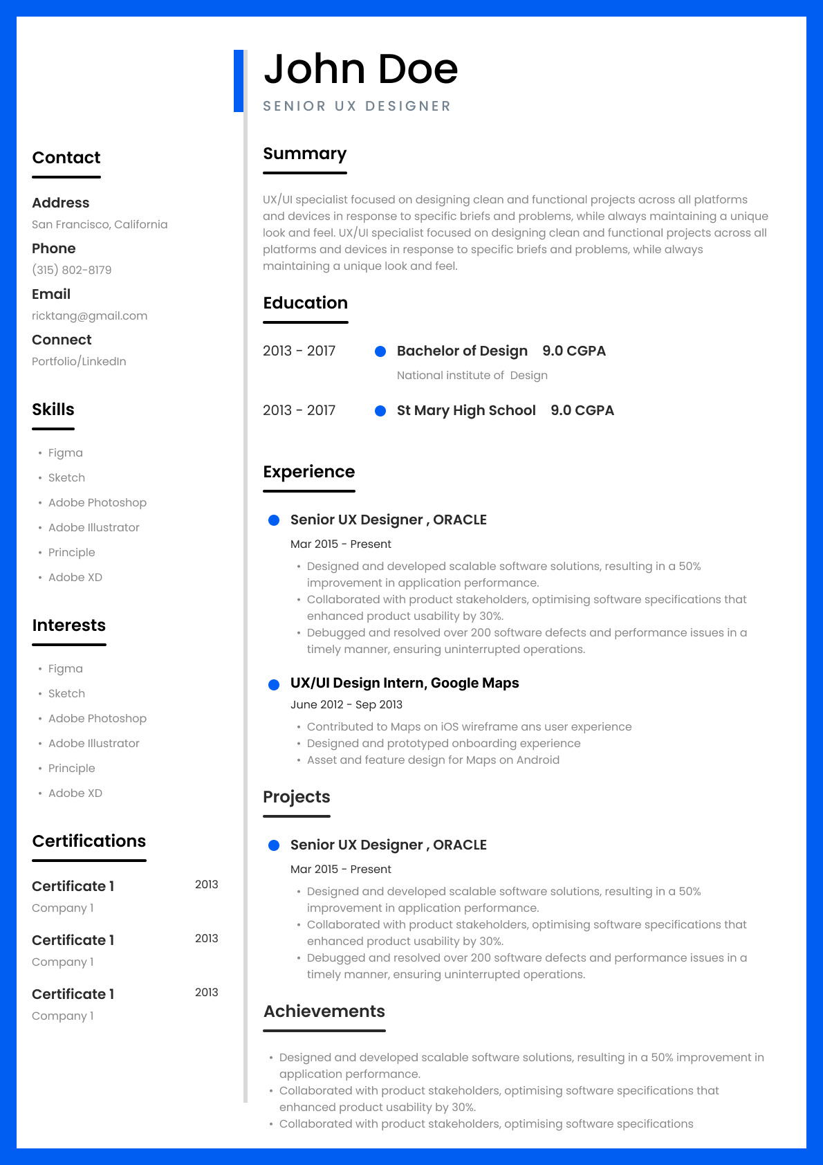 Creative resume template - Sharp - General Two Column
