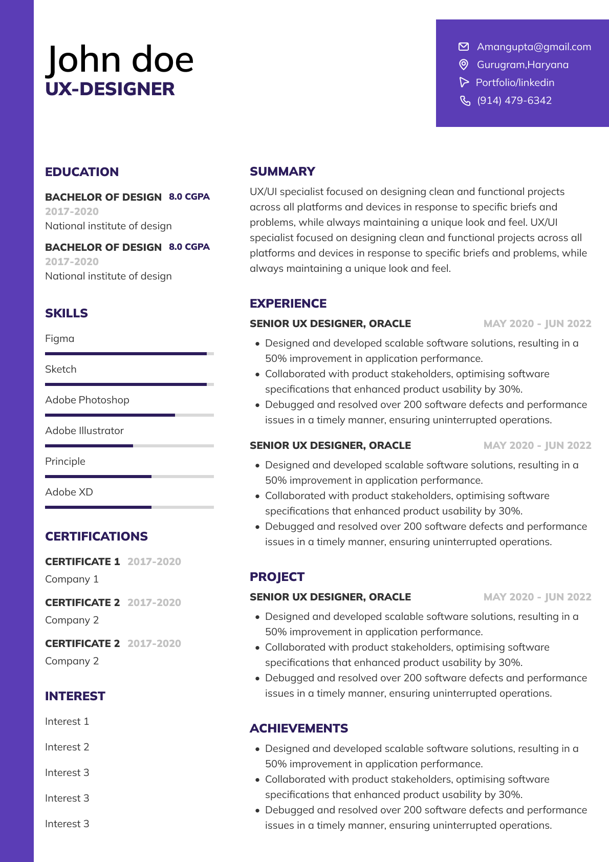 Professional resume template - Modern - General Two Column